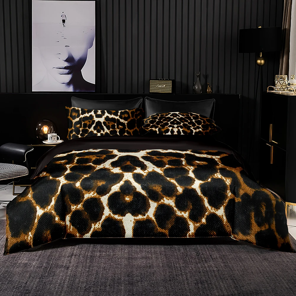 

Abstract Python Skin Pattern Duvet Cover 220x240,Single/Double Quilt Cover with Pillowcase,black Faux Satin Bedding Set King