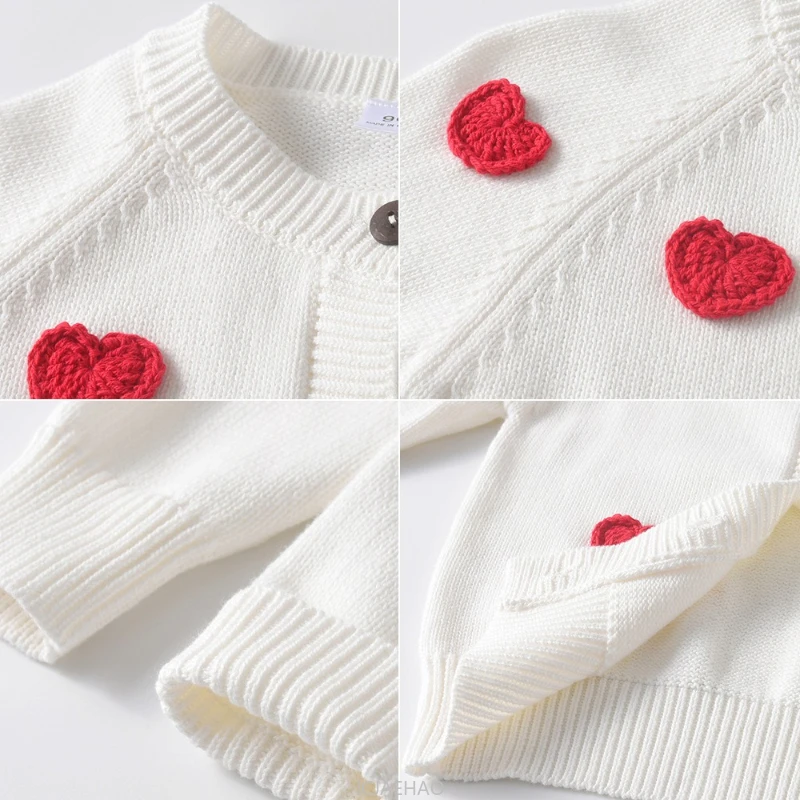 

Teen Girl Clothes 2025 Children Costume Handmade Heart DIY Kids Cardigan Girls Knit Jacket Spring Autumn Outfit New Korean Style