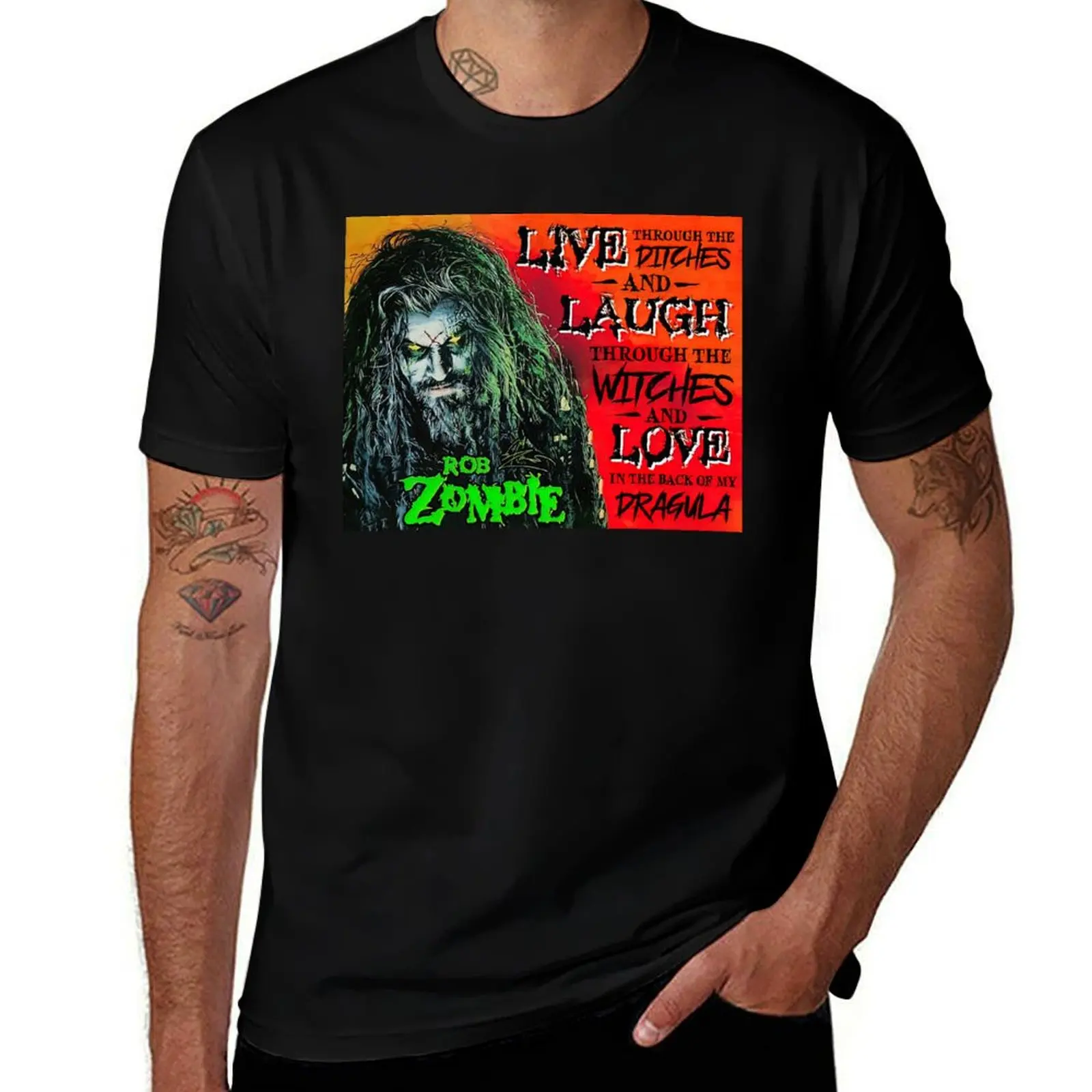 Плакат Rob Zombie Dragula — футболка Rob Zombie Live Through The Ditches And Laugh, мужская футболка большого размера
