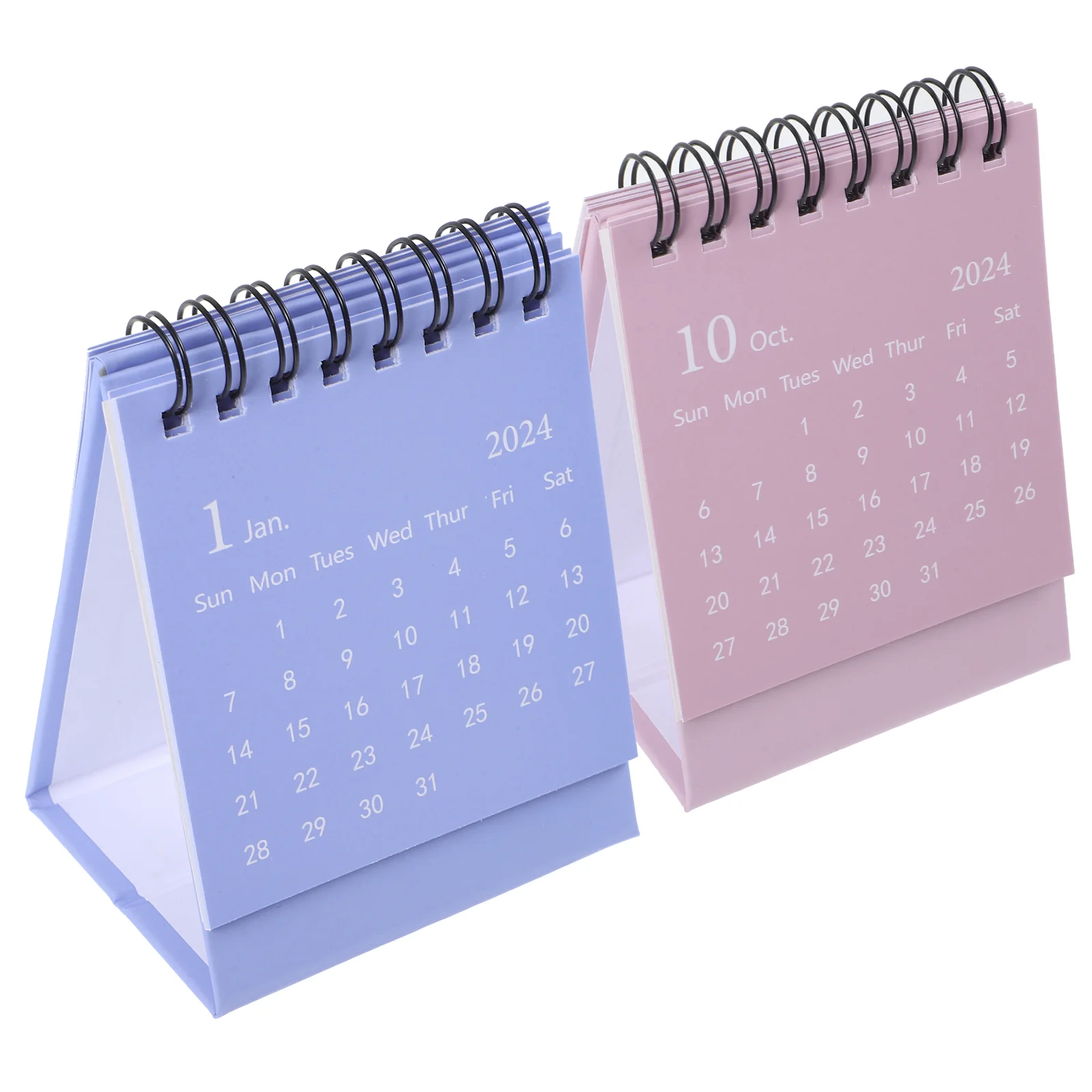 2 Pcs Pocket Calendar 2024 Desk Desktop Daily Use Monthly Turn The Page Mini Large Advent Calendars