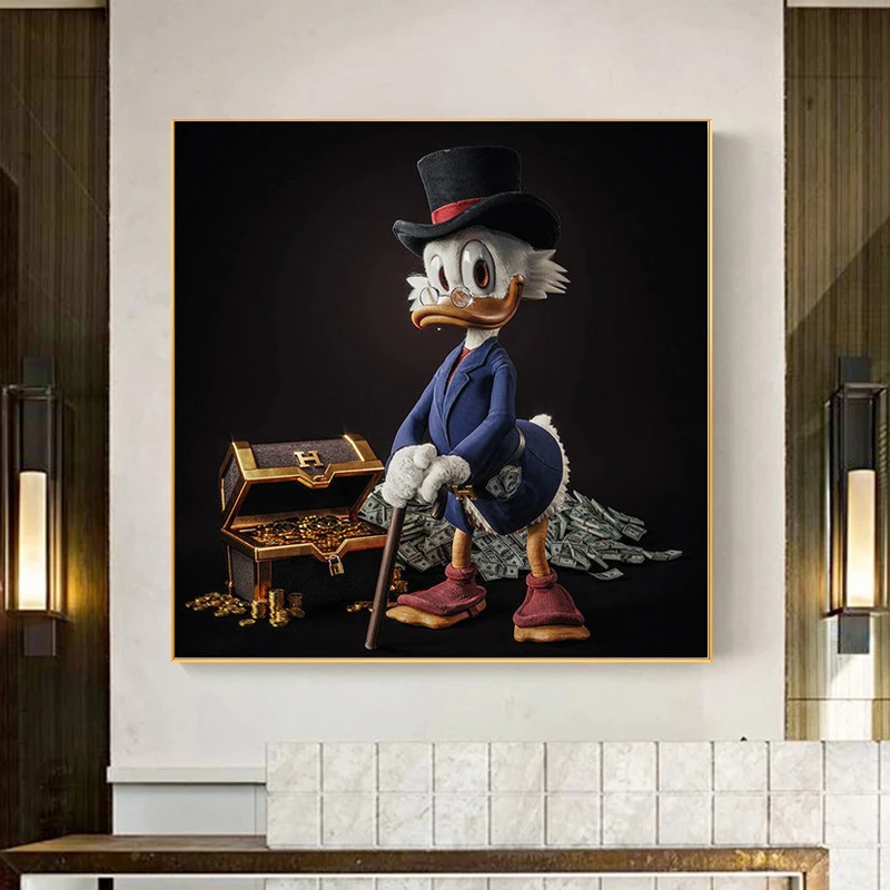 

Disney Cartoon Donald Duck and Money Canvas Paintings Abstract Luxury Posters and Prints Wall Art for Living Room Decor Cuadros