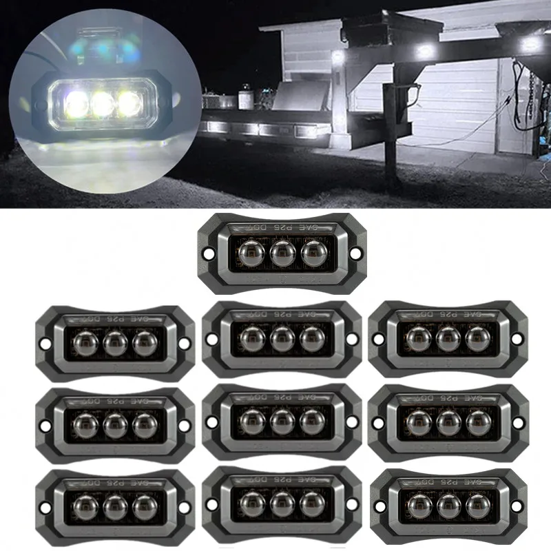 

10PCS 12-24VTruck Side Marker Lights Lighting Lamp LED for Van Trailer Sidelight Beacon Lamp Waterproof 3LED Warning Light