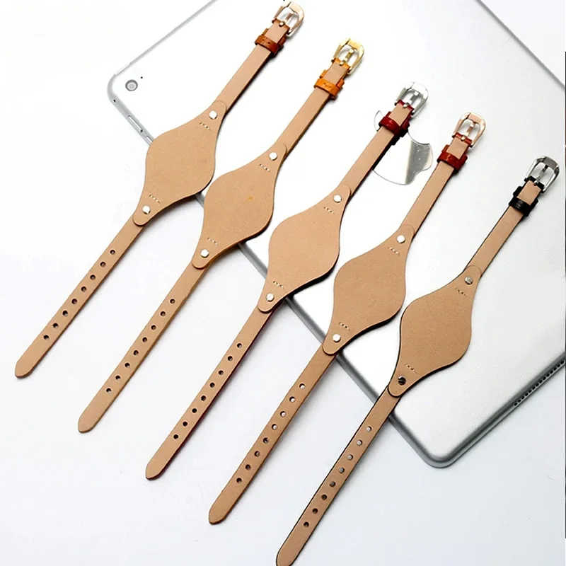 ل الأحفوري ES4176 ES4119 4026 3262 3077 4340 حزام (استيك) ساعة مع حصيرة جلد طبيعي حزام ساعة اليد النساء سوار صغير 8 مللي متر