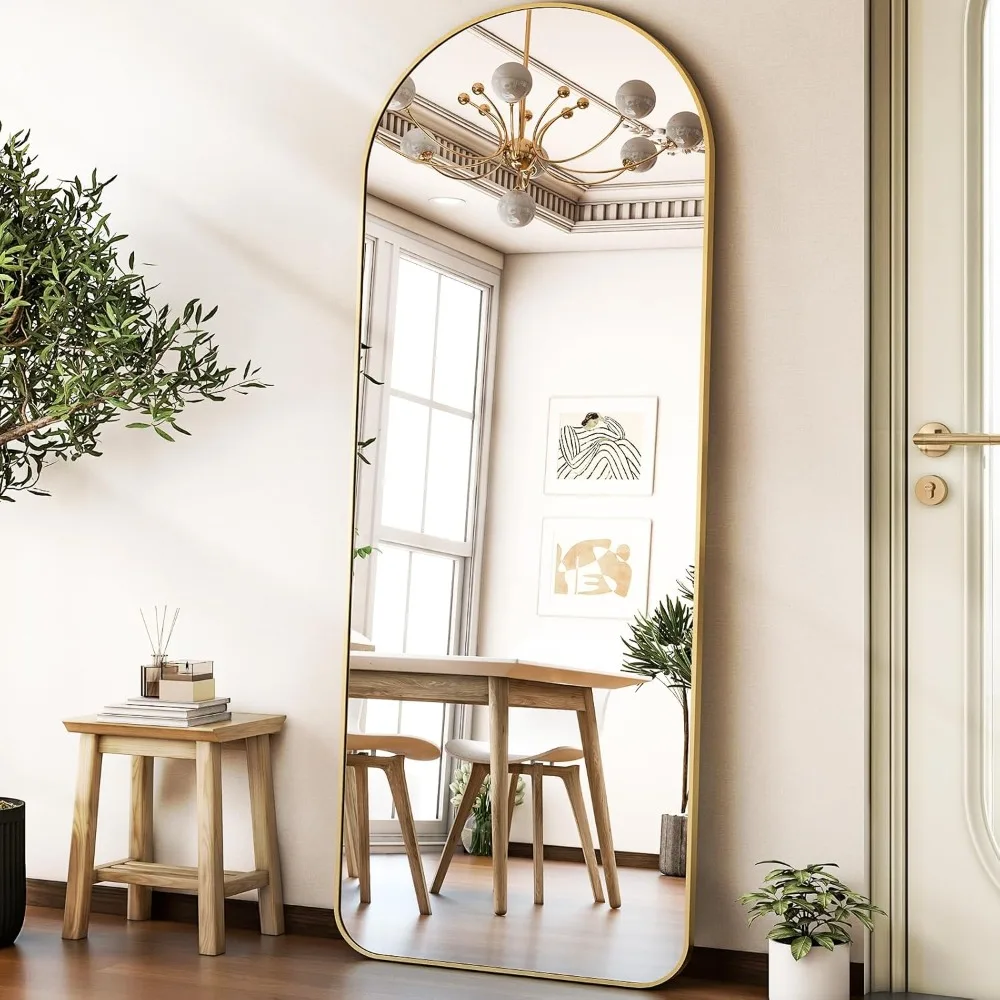 

Арочное зеркало в полный рост — большое напольное зеркало размером 64 x 21 дюйм, туалетные зеркала в алюминиевой раме с подставкой