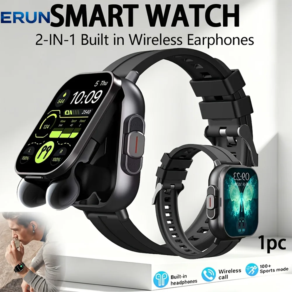 This Smartwatch Features a 2.01-Inch Square Full-Touchscreen Display, Supports 2-In-1 Wireless Earphone Functionality, And Offers Health Monitoring, Music Playback, And Multiple Sports Modes, Making It an Ideal Gift for Friends And Family