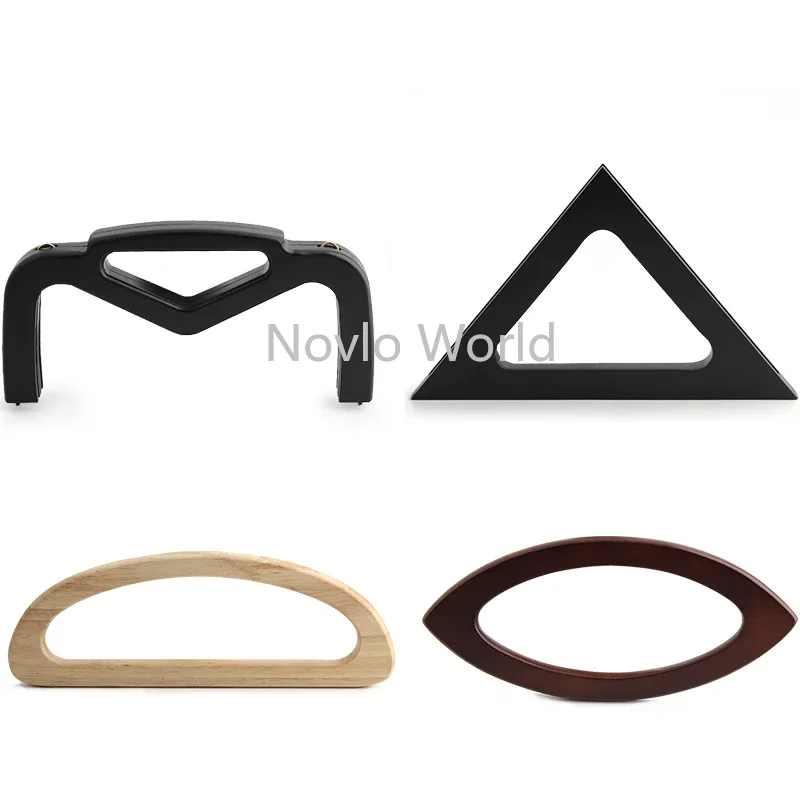 1-2-10PCS Various Shapes Solid Wood Bag Handles Replacement DIY Tote Bag Luggage Wallet Woven Bags Classic Strap Accessories