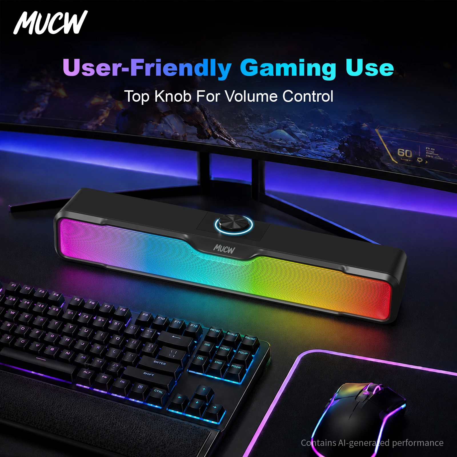 MUCW MU‑C18 Gaming-Desktop-Sou – Rgb Computer Soundbar For Pc Bewertung und Preis