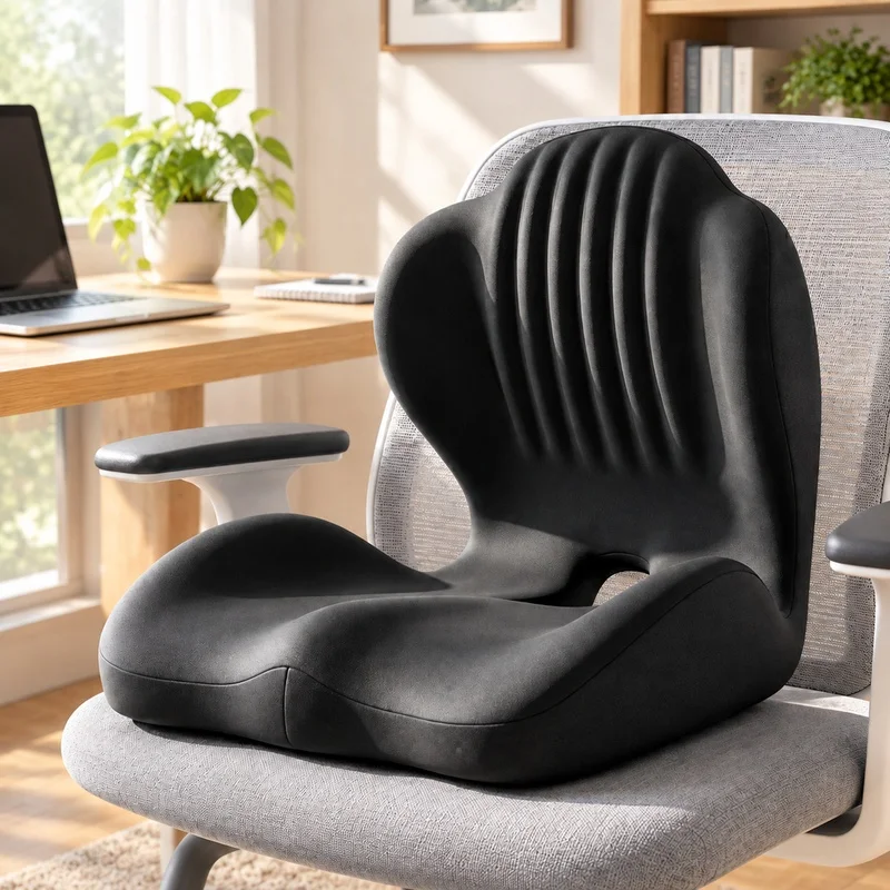 Memory Foam Lumbar Support Cushion for Car and Office Chairs, Ergonomic Stress Relief Seat Pad