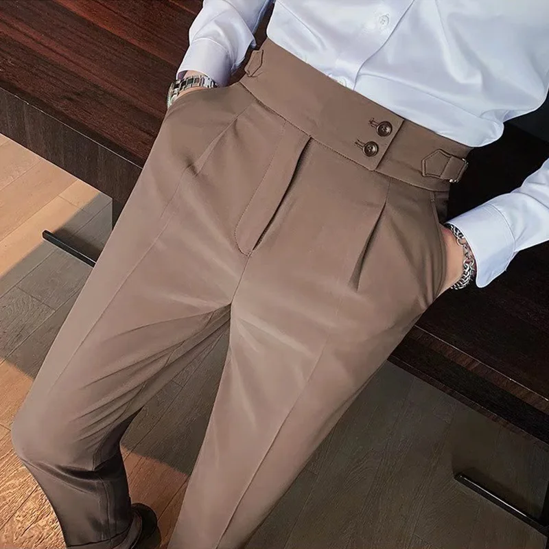 

Naples Casual Men's Busin West Pants High Waist Straight Leg Suit Long Trousers Faionable Brand Youth ular Sle