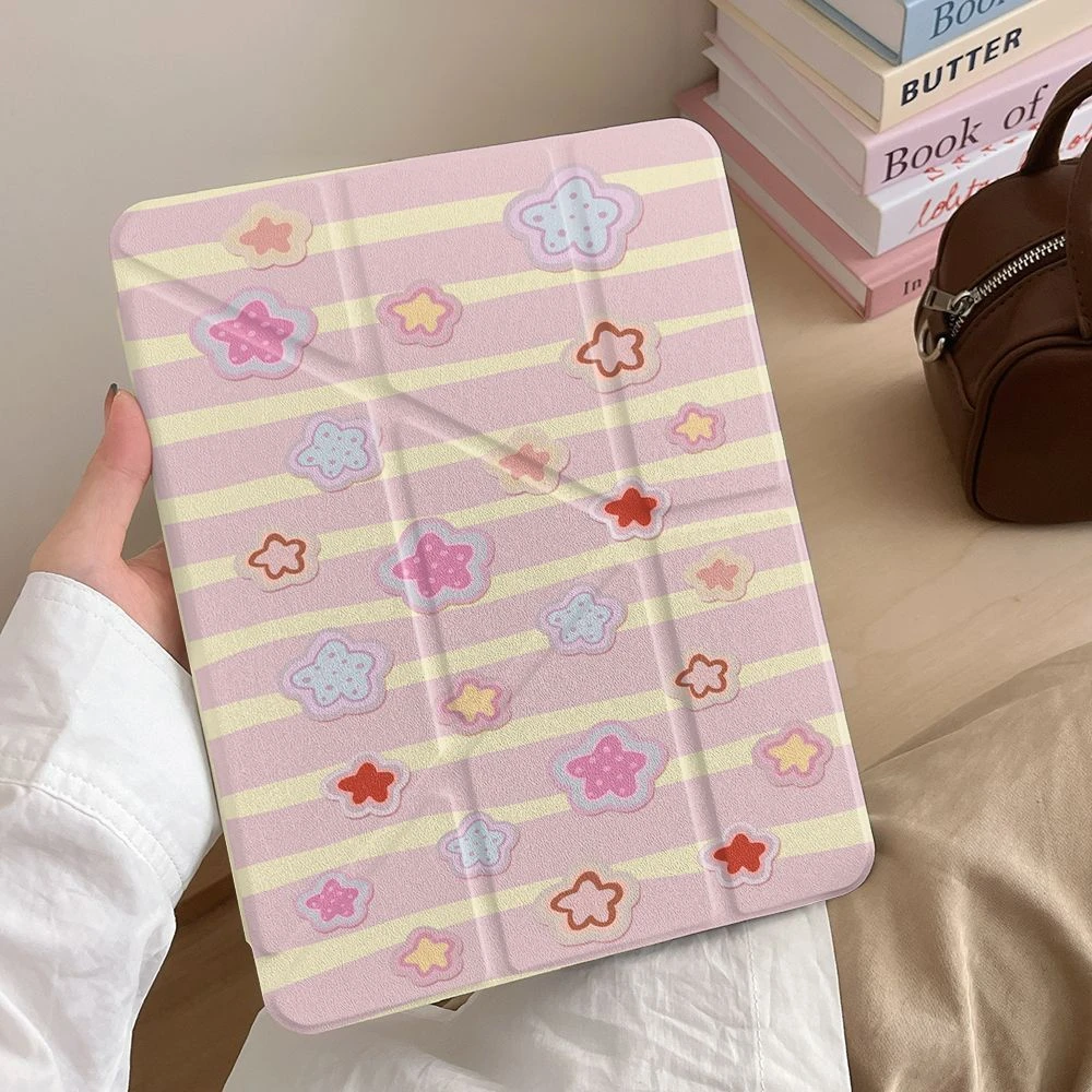 Colorful Flower New Tablet Case For iPad Pro 11 12.9in 13 15 M4 9.7 10.2 5/6th 7/8/9 10 11th MINI 6 7 Air 5 6 7 Trifold Case