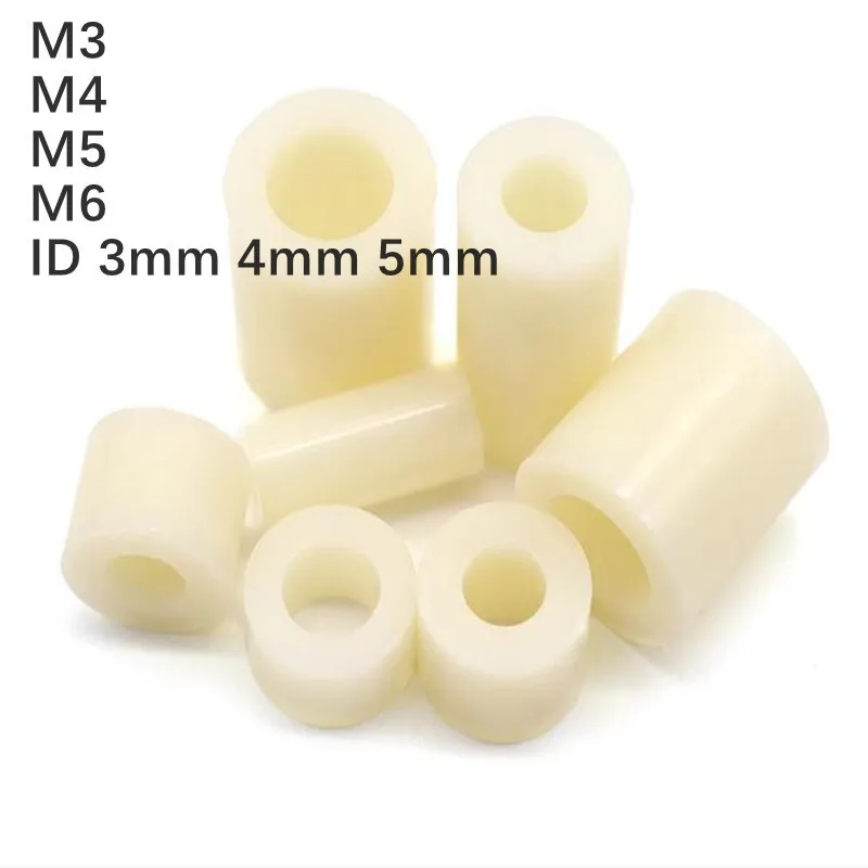 100pcs Nylon Isolation Column Insulating Sleeve ABS Straight-through PCB Board Screw Bolt  M3 M4 M5 M6 ID 3mm 4mm 5mm