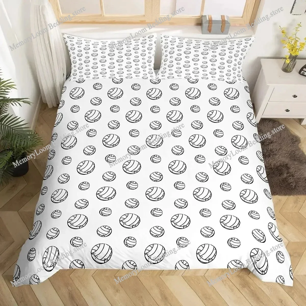 Volleyball Sport Bedding Set Sports Theme Duvet Cover King Queen Watercolor Volleyball Comforter Cover Ball Game Quilt Cover