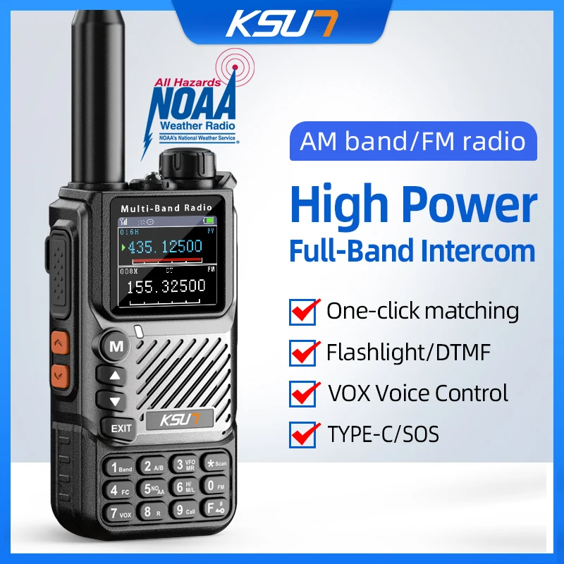 長距離トランシーバー-エアタワー信号受信-fmラジオ-懐中電灯-type-c充電-ノイズリダクション-通信トランシーバー