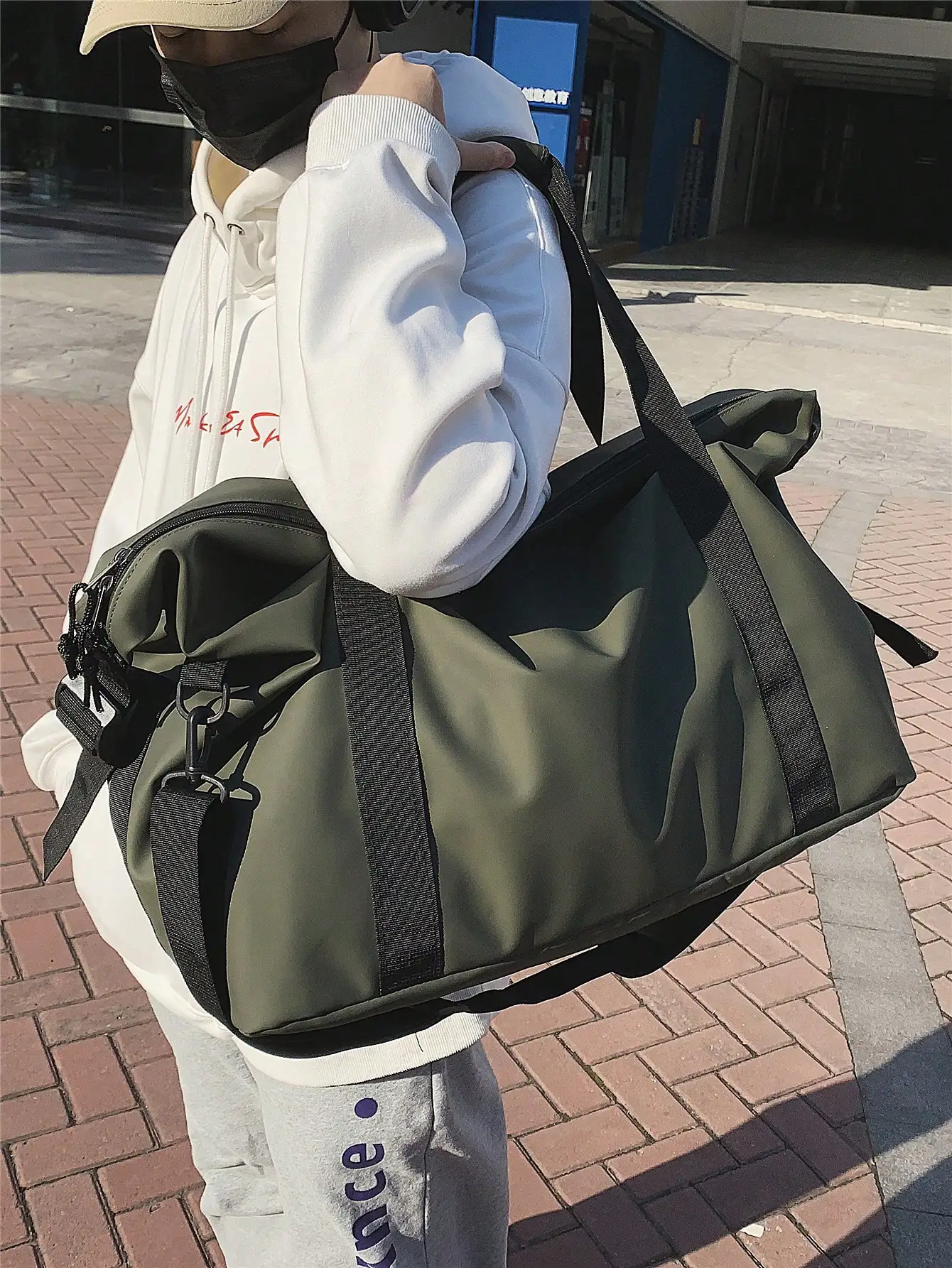 Bolsa de viagem portátil, bolsa de esportes e fitness de grande capacidade, bolsa de armazenamento leve, bolsa de ombro simples para viagem