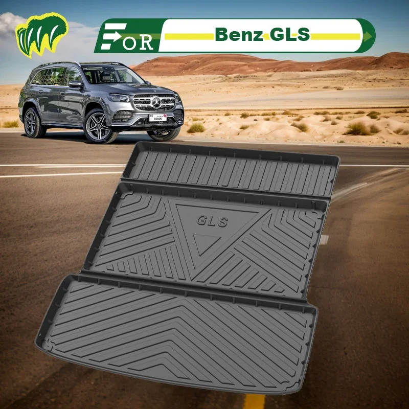 For Benz GLS  GLS450 19 20 21 2022 2013-2023 Custom Fit Car Trunk Mat All Season Cargo Mat 3D Shape Laser Measured Trunk Liner