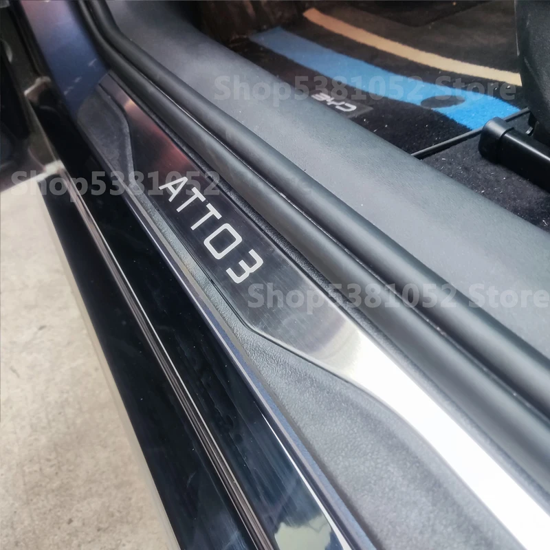 Auto Door Sill Cover Trim Stainless Steel Scuff Pedal Cover Protector Accessories for BYD Yuan Plus Atto 3 2021 2022 2023