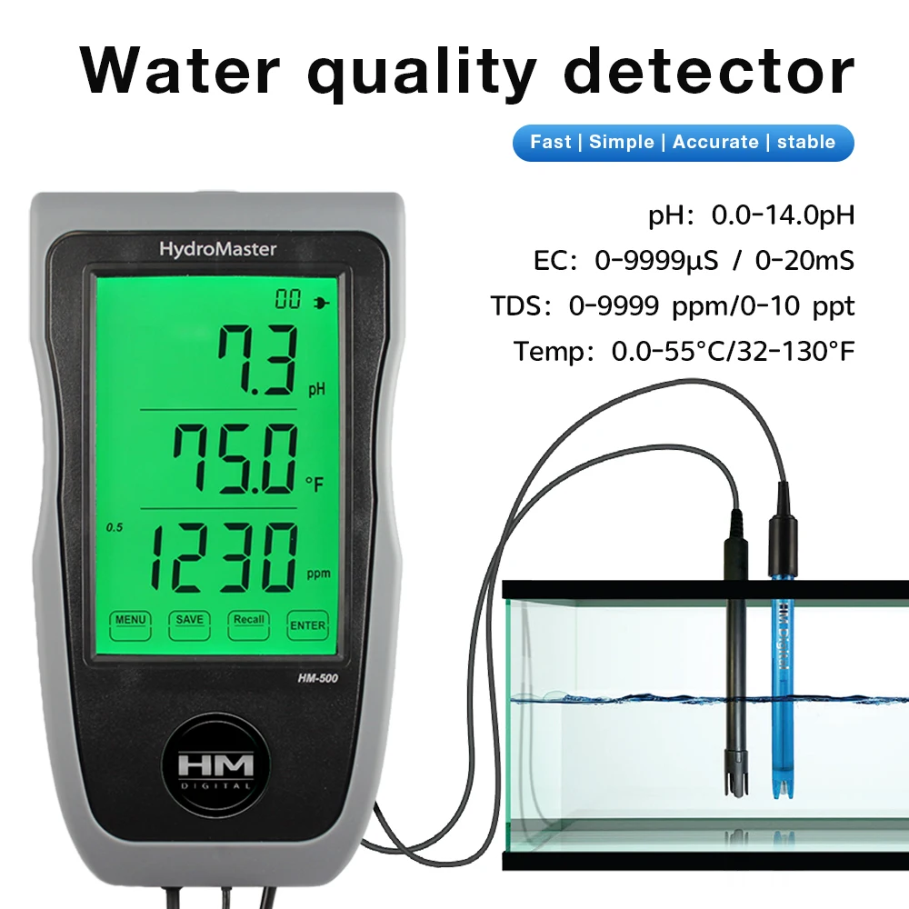 4 In 1 PH TDS EC TEMP Meter Detektor Kualitas Air Multi-parameter Digital LCD Monitor Kualitas Air Multiparameter untuk Aquacult