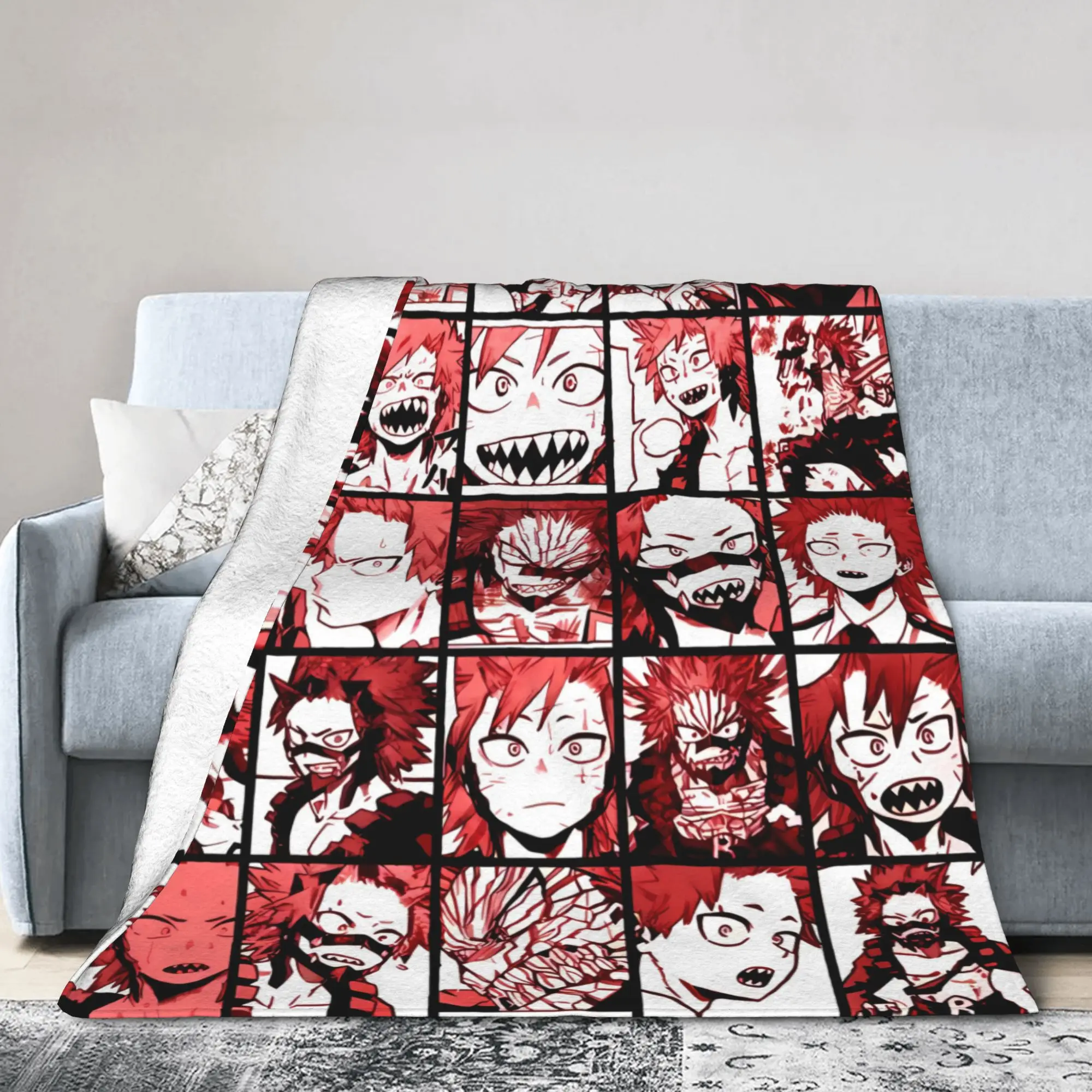 MHA Villains B&W Collage Blanket My Hero Academia Warm Soft Plush Throw Blanket For Couch Bed Flannel Bedspread Bed Cover