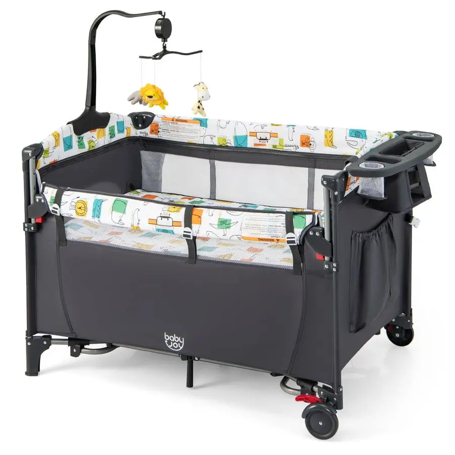 حزمة وتشغيل 5 في 1، نائمة بجانب السرير للأطفال مع سرير، سرير متعدد الوظائف بجانب السرير من حديثي الولادة إلى الأطفال الصغار، حفاضات على شكل أمريكي تشان