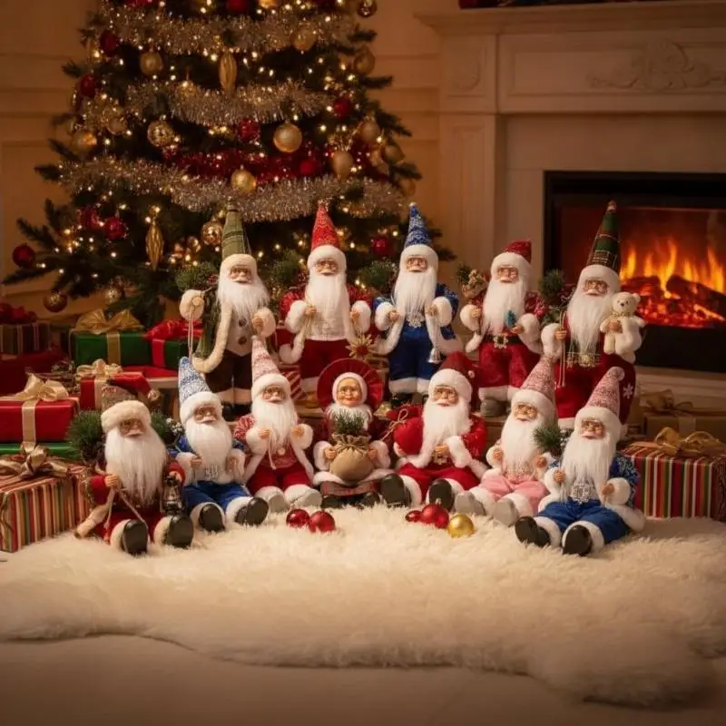 Santa Claus Standing Figurine Multi Size Available Eco-Friendly Christmas Decoration for Window Shop Home Holiday Ornament