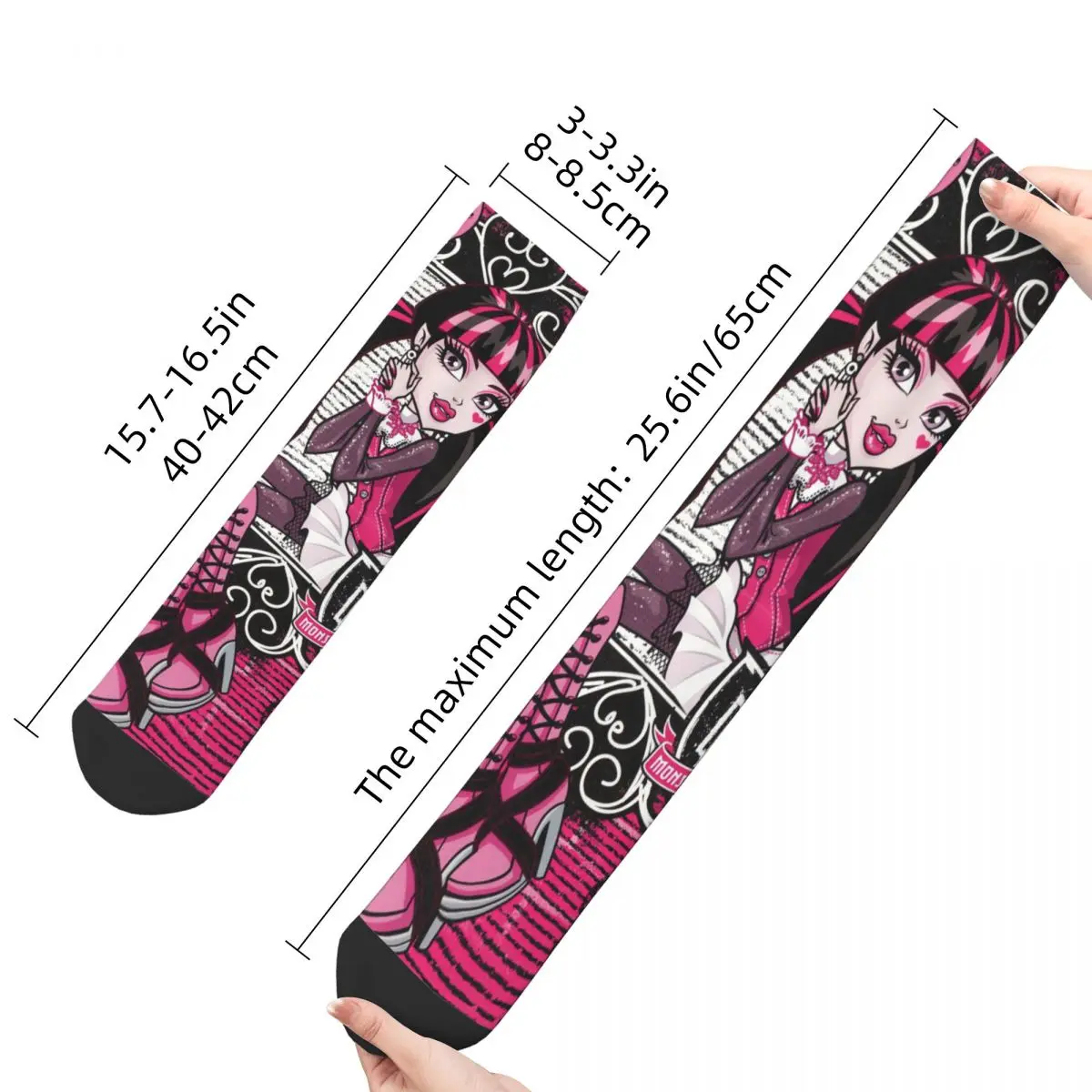 Casual Draculaura Monster High Basketball Socks Polyester Crew Socks for Unisex