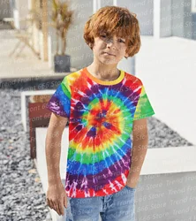 New Hot Sale Children's Men's Casual T-shirt Color Vortex 3D Printing Short Sleeve Boys Comfortable Kids O-Neck Girls' Tees