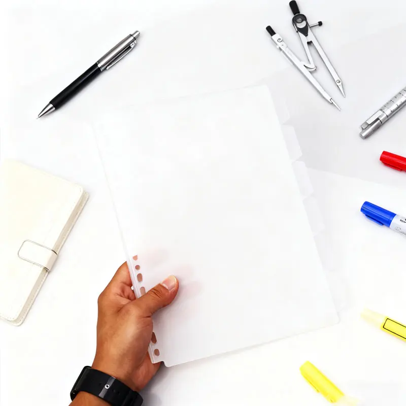 6 Pçs/lote A5/A4/B5 PP Transparente Notebook Fichário Índice Página Separador Escola Divisores de Página Scrapbook Diário Bobina Livro Papelaria