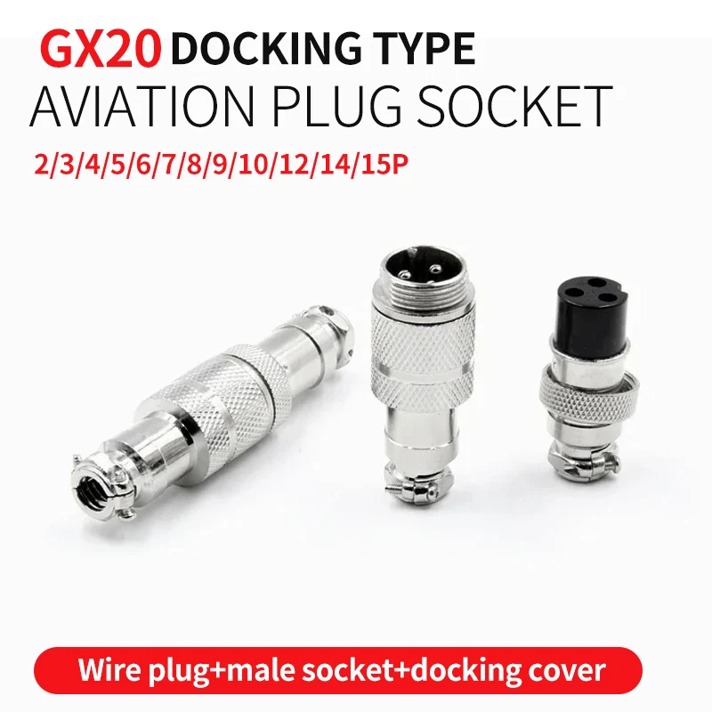 

10Set GX20 Docking 2 3 4 5 6 7 8 9 10 12 14 15Pin Male&Female Circular Panel Aviation Connector Butt Joint Plug Socket