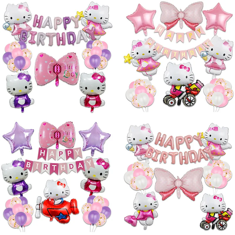 25pcs Sanrio Hello Kitty Balloon Set Party Balloons For Birthday Wedding Party, Ideal Gift For Halloween, Thanksgiving Christmas