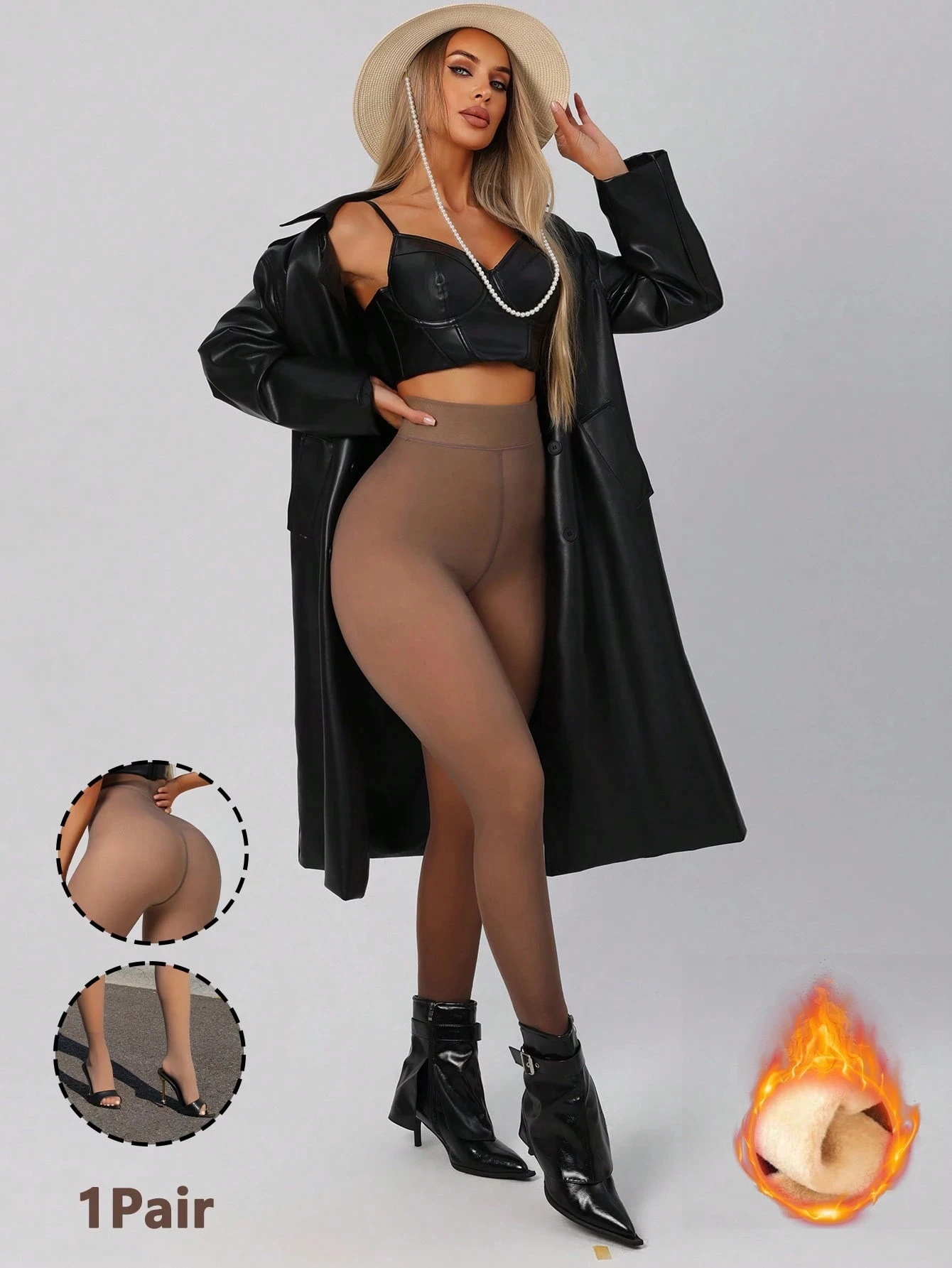 زوجان من الجوارب النسائية المثيرة باللون الأسود الشفاف، جوارب طويلة للخريف/الشتاء للأعمال، أنيقة للمكتب اليومي (مناسبة لـ 5-15 ° ج) #4