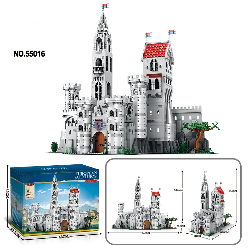 

3999 PCS Medieval Castle Building Blocks Architectural Model DIY 3D Puzzle Miniature Street Scene Toy Gift for Kids Birthday