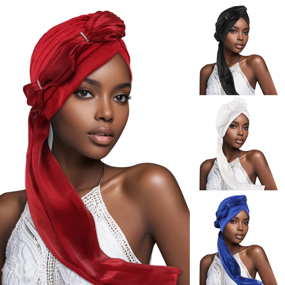 Novas mulheres muçulmanas hijab chapéu longo tasil lenço gorro noite sono boné gorros perda de cabelo cabeça envoltório chapéus de dormir turbante mujer