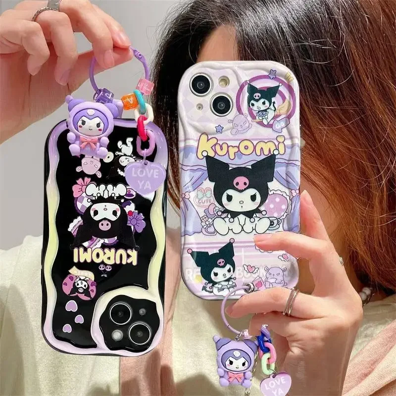 Cute Sanrio Kuromi Pendant Case for Samsung Galaxy S25 S24 S23  S22 S21 Ultra Plus 5G FE S25Plus A54 A34 A53 A35 A55 A16 A14 A24