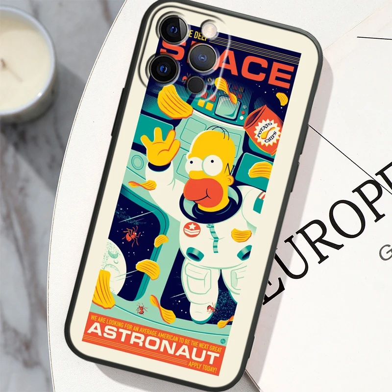 Cute The Simpson Art Apple iPhone 15 14 13 12 11 X XS XR 8 7 6 Pro Plus Max Mini 5S 5 SE Black Phone Case