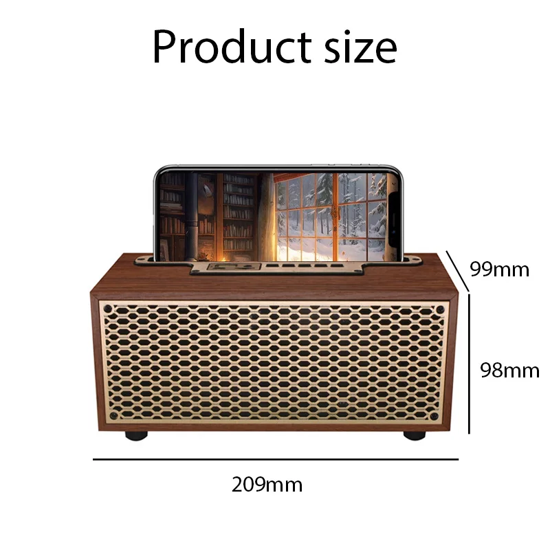 XM 5-barra Retro de madera con Bluetooth, Subwoofer estéreo de alta fidelidad, portátil, Radio FM, soporte para teléfono móvil