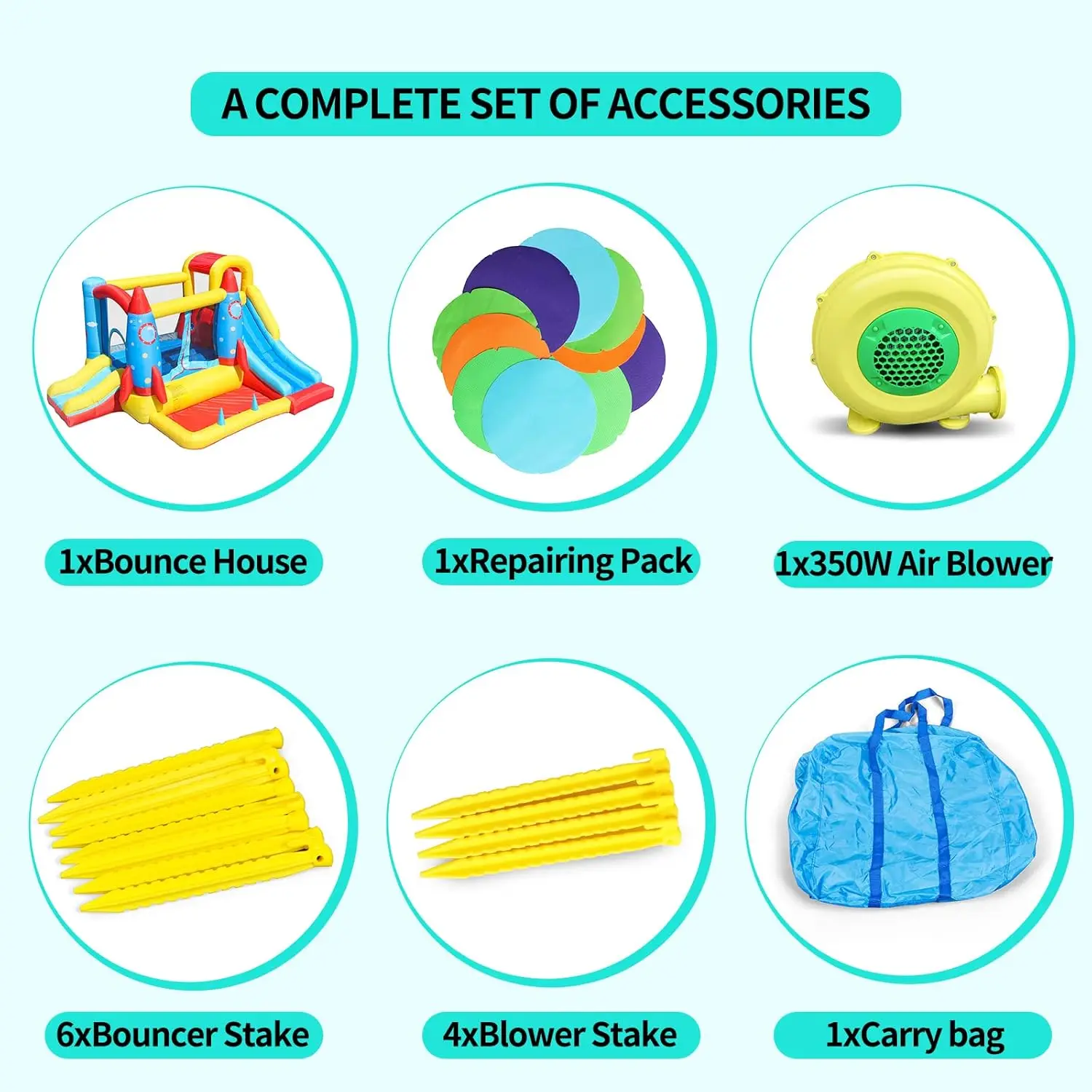 Rocket Bounce House, Inflatable Bounce House with Blower, Inflatable Bouncy House for Kids Outdoor,Toddle Bouncing House with Sl