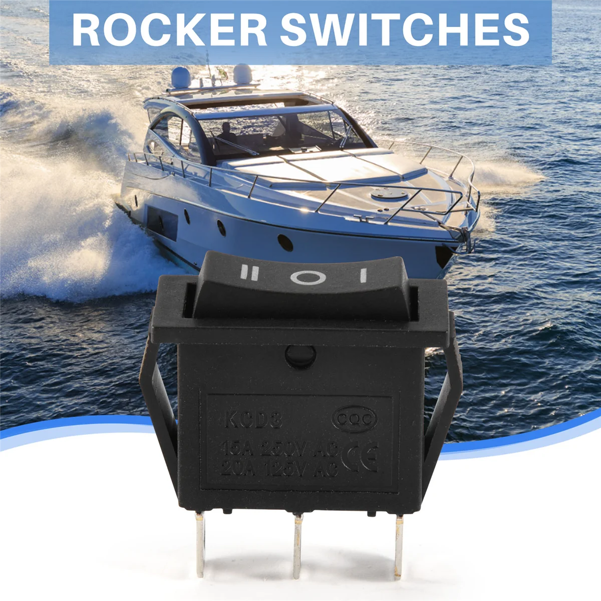 AT77 AC15A/250V 20A/125V 3 Pin SPDT ON-OFF-ON 3 Position Snap Rocker Switch