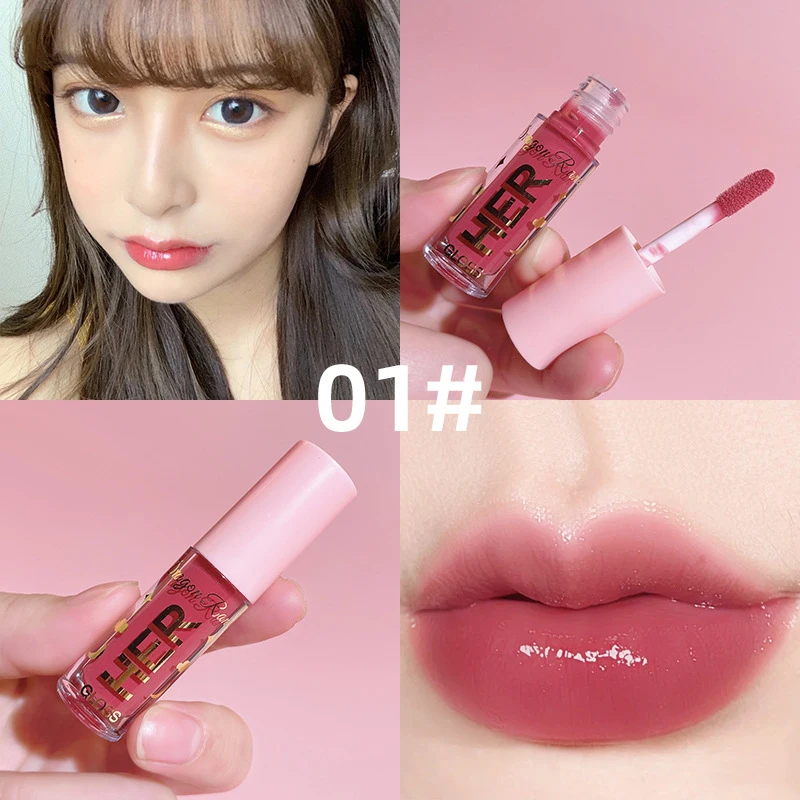 8 colori Jelly Mirror Lip Glaze Crystal Liquid Lipstick Waterproof Lasting Water Light Nude Sexy Lipstick Makeup Cosmetics