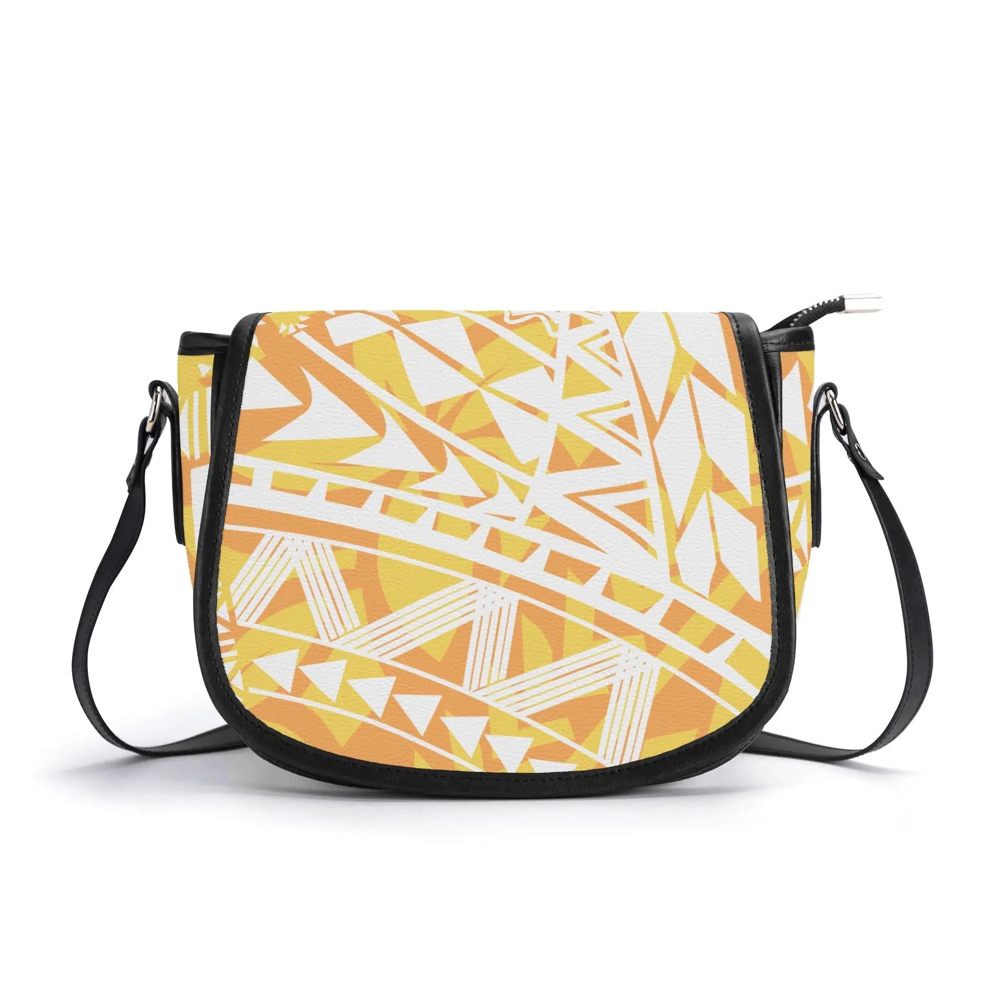 

High Quality Women Fashion Pu Shoulder Bag Storage Zipper Bag Dual Purpose Crossbody Bag Pacific Island Art Hd Print