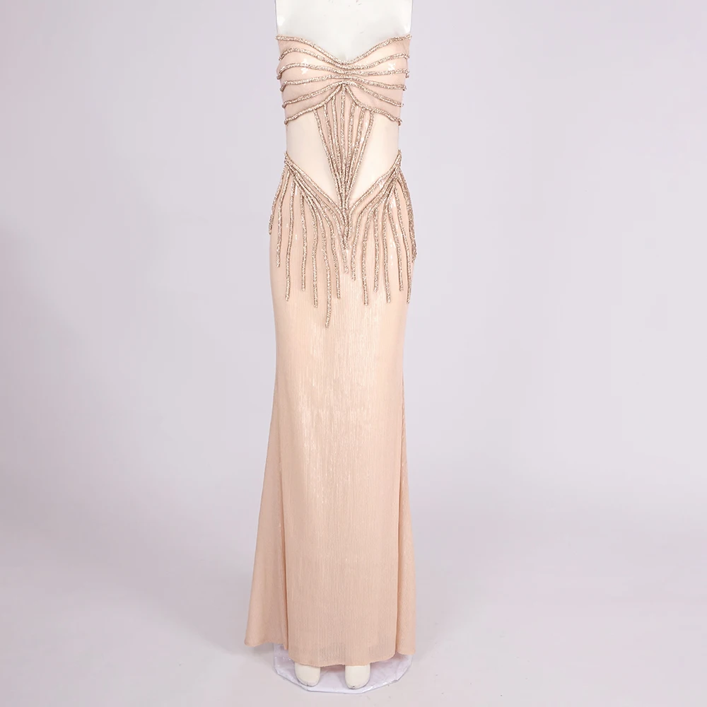 Glamorous Pink Beaded Mermaid Gown with Sweetheart Neckline and Cutout Details – Formal Evening Party Dress for Women