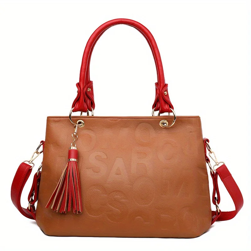 

Модная сумка из искусственной кожи с подвеской и отделениями, женская сумка через плечо, сумка через плечо, идеально подходит для ежедневного использования/подарок