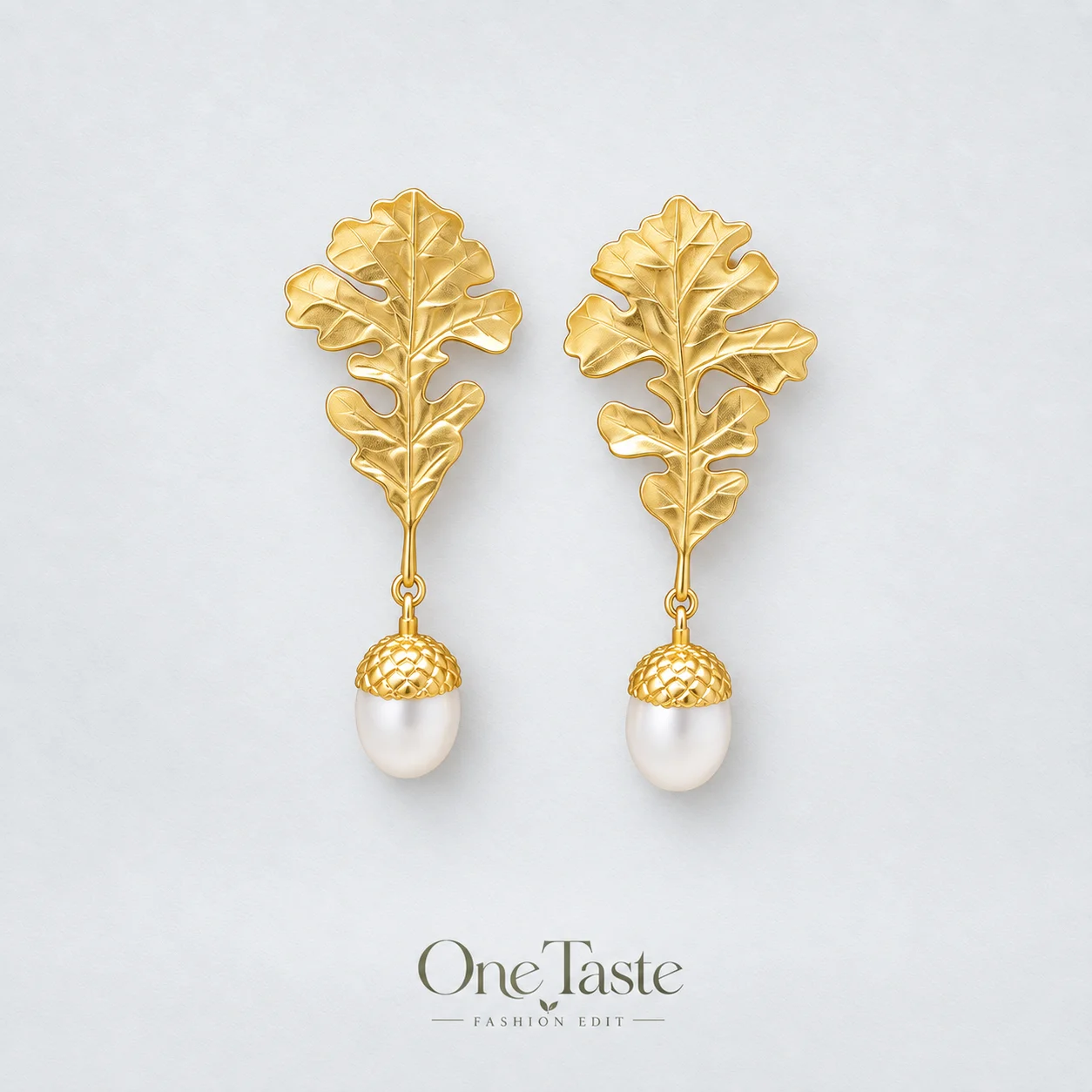 Aesthetic Oak Tree Freshwater Pearl Charm Drop Earrings For Women With Silver Posts Leaf Delicate Statement Earring Trendy Gift