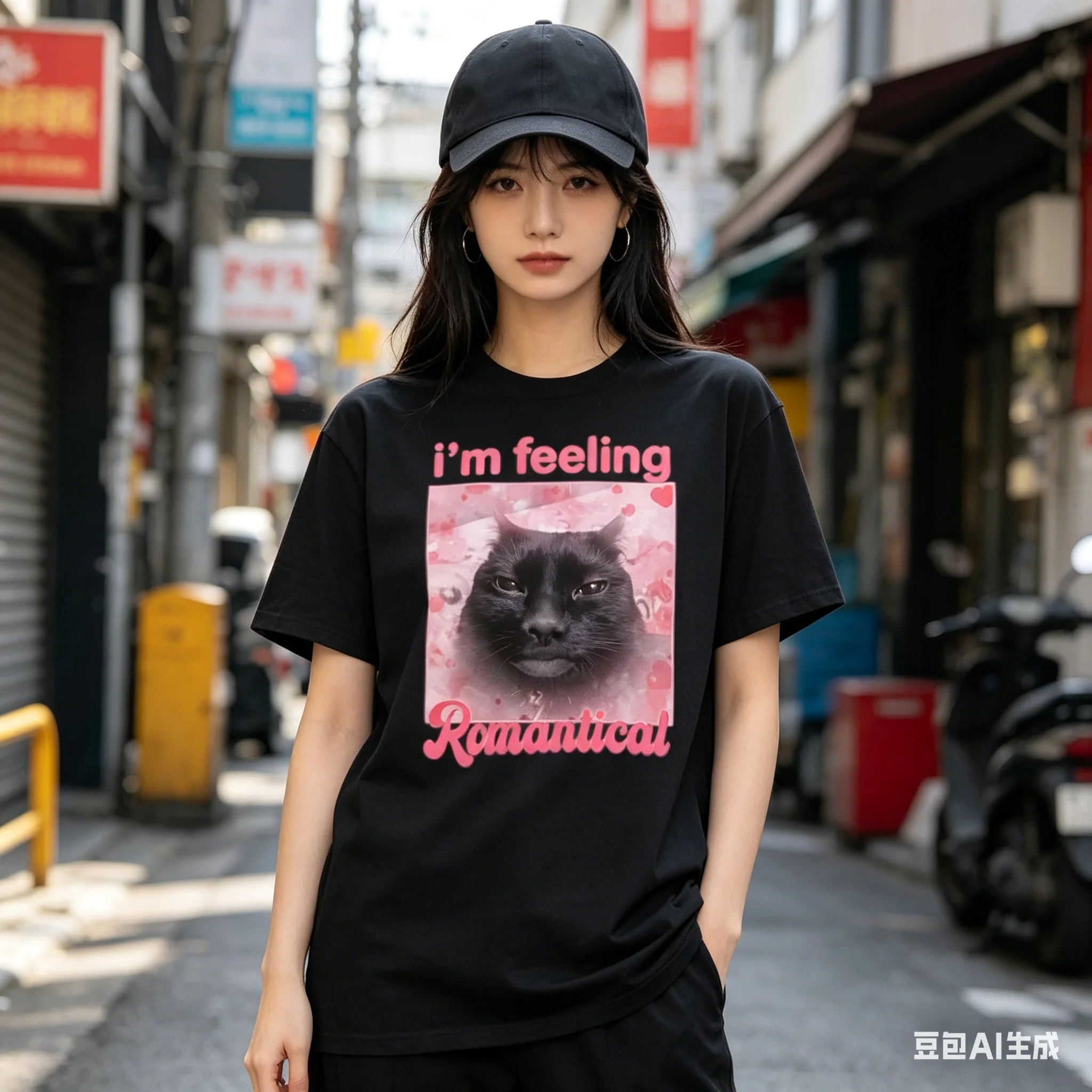 Im Feeling Romantical Funny Cat Printed Summer Tee Shirt Gift for Woman Cursed Cats T-shirt Silly Joke Gifts Dank Tshirt