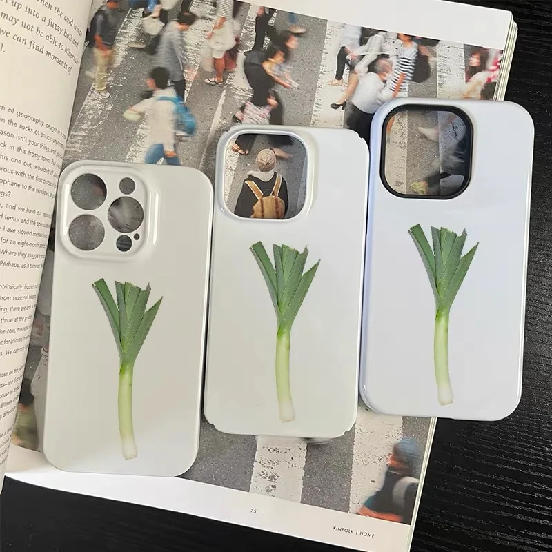 Green Abstract Art Scallion Phone Case for IPHONE 17 Air 16E 15 PROMAX 14 Plus 13 12 MINI 11 PRO 16Plus XR Acrylic Phone Cover