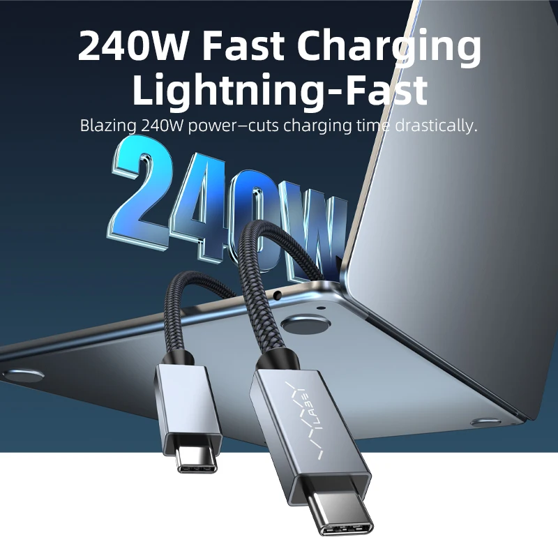 VYVYLABS 240 واط Type-C إلى Type-C كابل عرض الشحن السريع لشاشة الإسقاط 8K @ 60 هرتز كابل شحن سريع سلك الفيديو #5