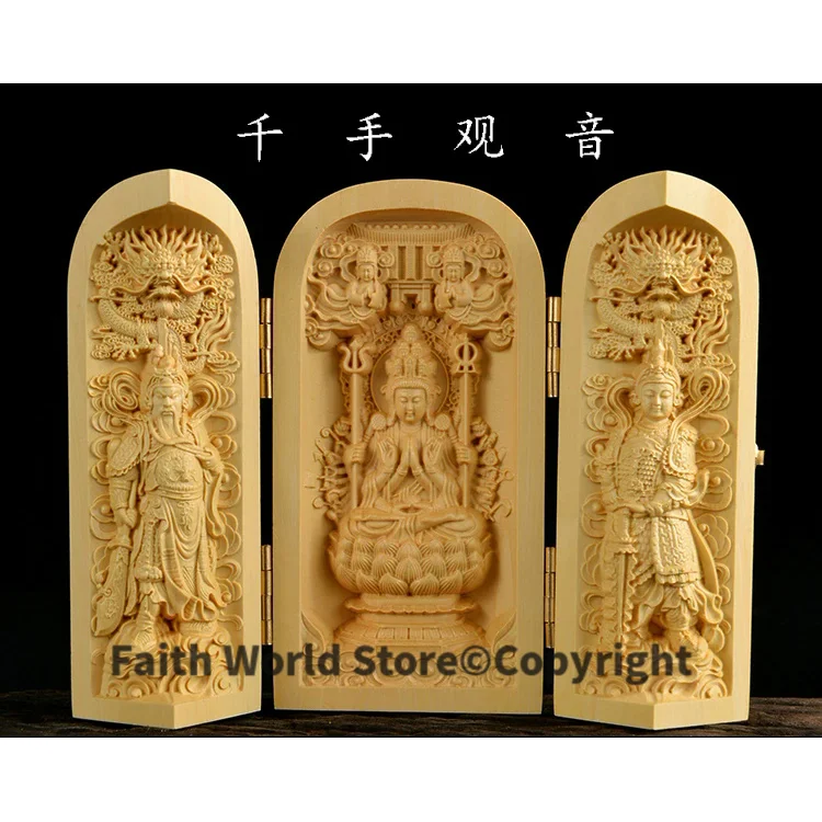 2025 sacred holy # traveling altar Mascot -Safety Talisman - efficacious Protection GUAN YIN Buddha Wood carving statue