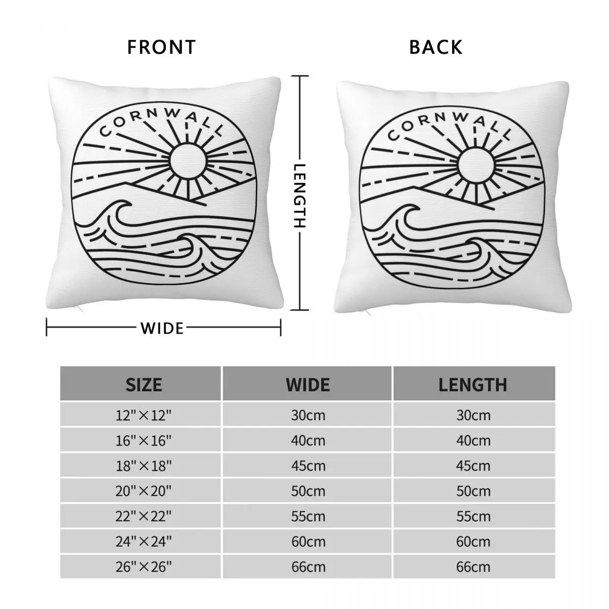 Cornwall Beach England Emblem Square Pillowcase Polyester Linen Velvet Pattern Decorative Pillow Case Home Cushion Cover 45x45