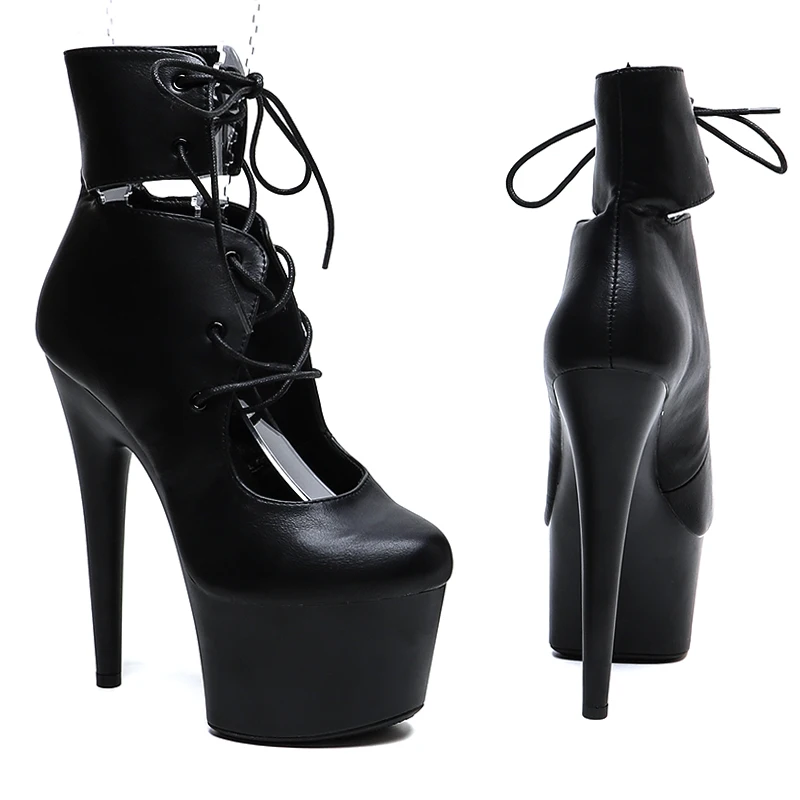 Leecabe  17cm/7Inch matte PU High Heels Platform Party stripper heel  pole dance boots