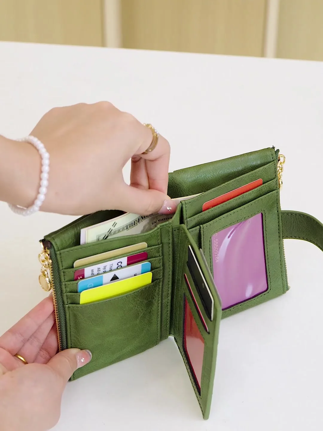 Portefeuille minimaliste pour femmes, court, trois couches, grande capacité, Double fermeture éclair, porte-carte d'identité, porte-carte bancaire de crédit, sac d'argent