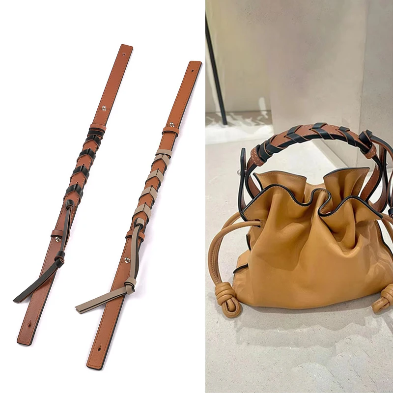 

100% Genuine Leather Bag Weave Strap for Loewe Shoulder Strap Modified Replacement Short Straps Bag Accessories